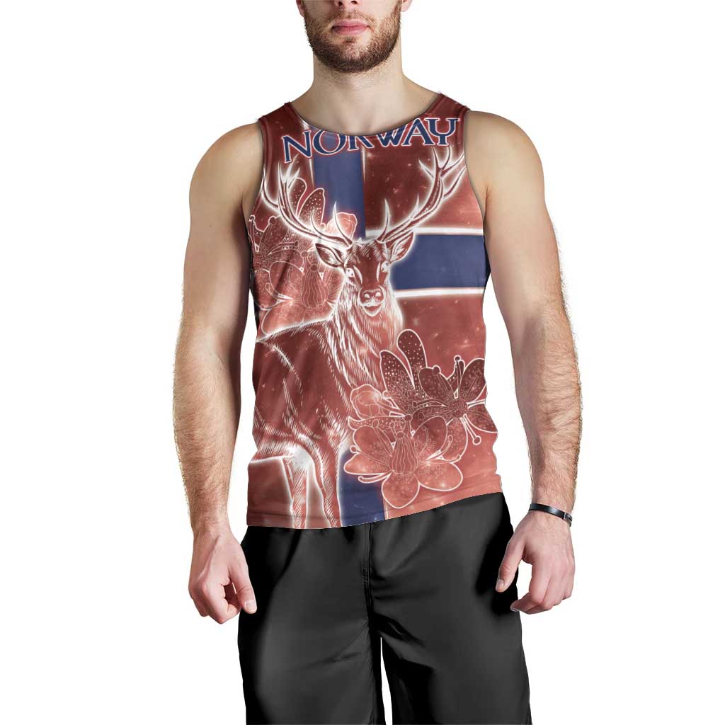 Personalized Norway Men Tank Top The Moose With Saxifrage Flowers Galaxy Style - Wonder Print Shop