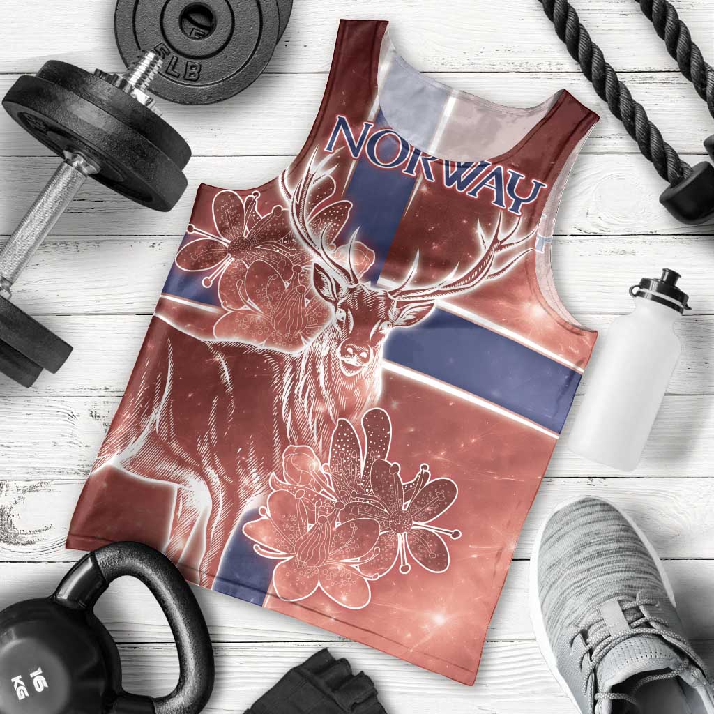 Personalized Norway Men Tank Top The Moose With Saxifrage Flowers Galaxy Style - Wonder Print Shop