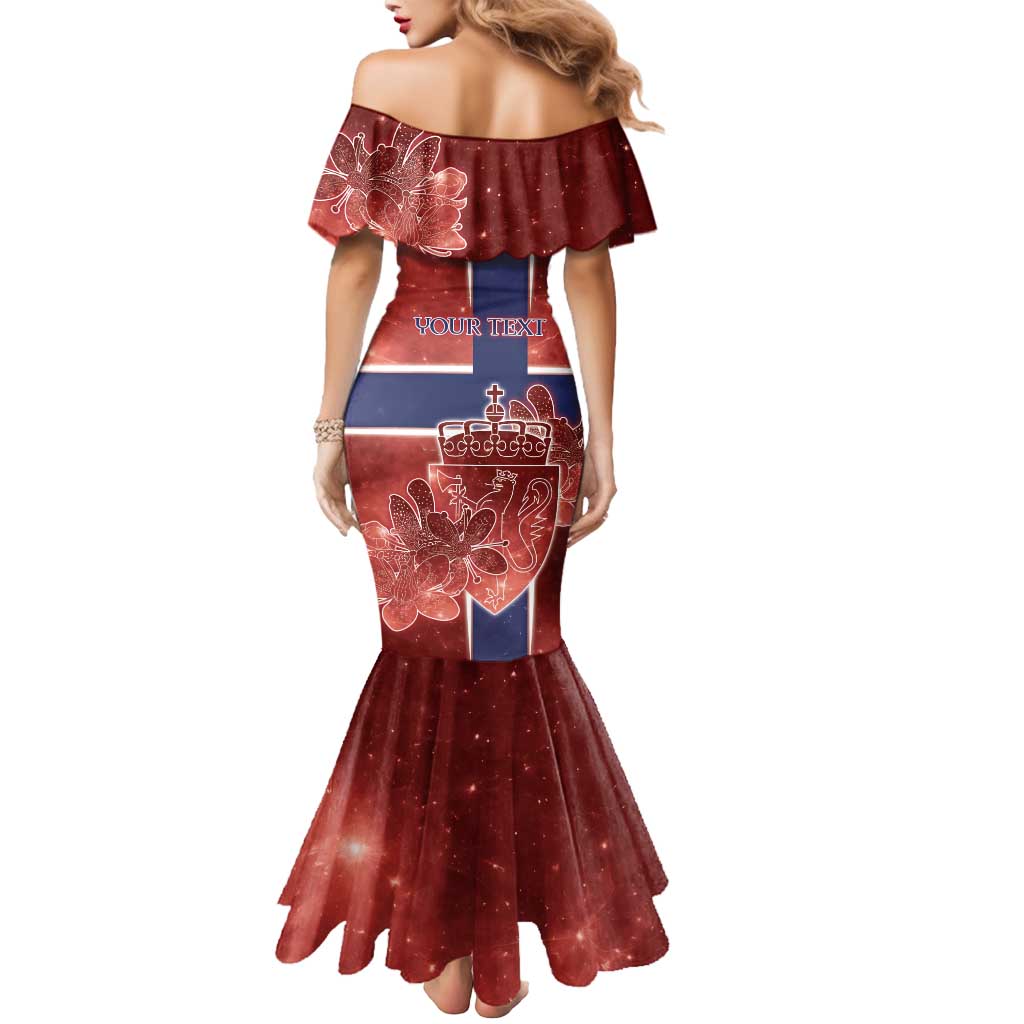 Personalized Norway Mermaid Dress The Moose With Saxifrage Flowers Galaxy Style - Wonder Print Shop