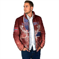 Personalized Norway Padded Jacket The Moose With Saxifrage Flowers Galaxy Style - Wonder Print Shop