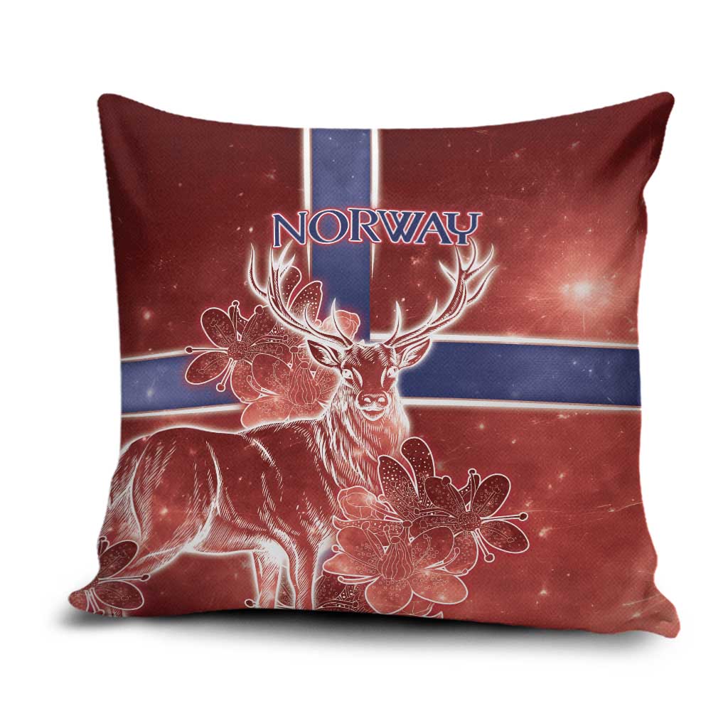 Norway Pillow Cover The Moose With Saxifrage Flowers Galaxy Style - Wonder Print Shop