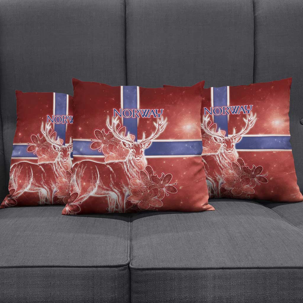 Norway Pillow Cover The Moose With Saxifrage Flowers Galaxy Style - Wonder Print Shop