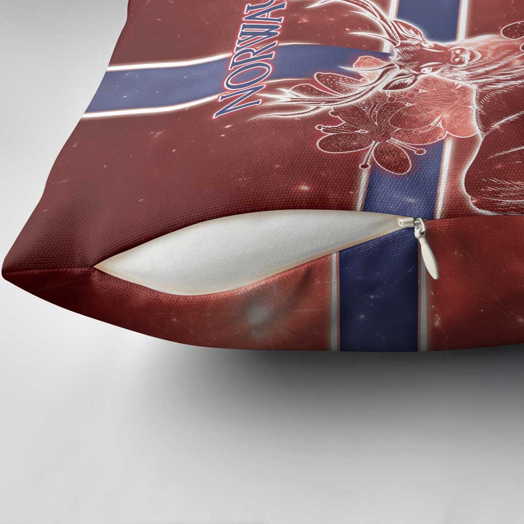 Norway Pillow Cover The Moose With Saxifrage Flowers Galaxy Style - Wonder Print Shop