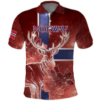 Personalized Norway Polo Shirt The Moose With Saxifrage Flowers Galaxy Style - Wonder Print Shop