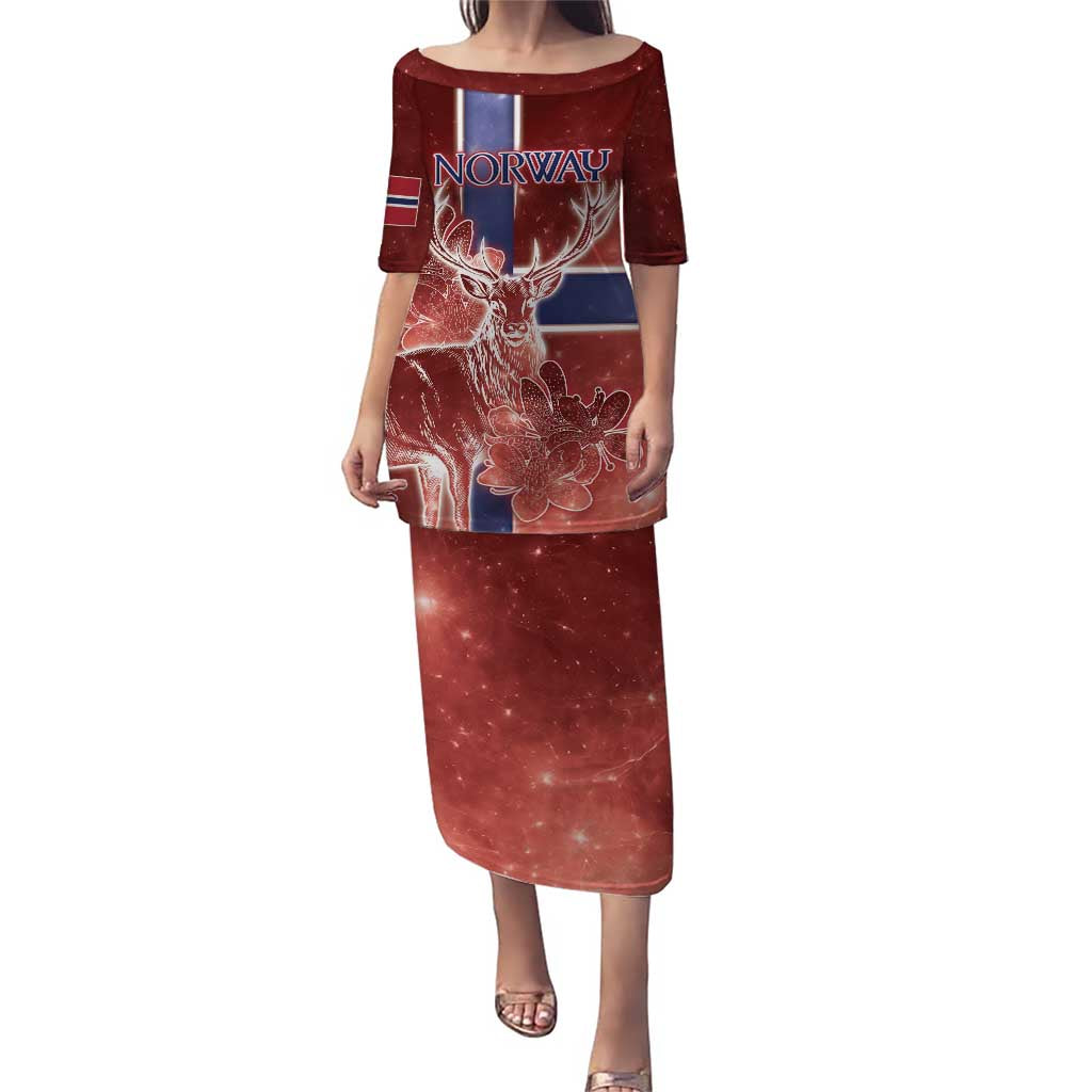 Personalized Norway Puletasi The Moose With Saxifrage Flowers Galaxy Style - Wonder Print Shop