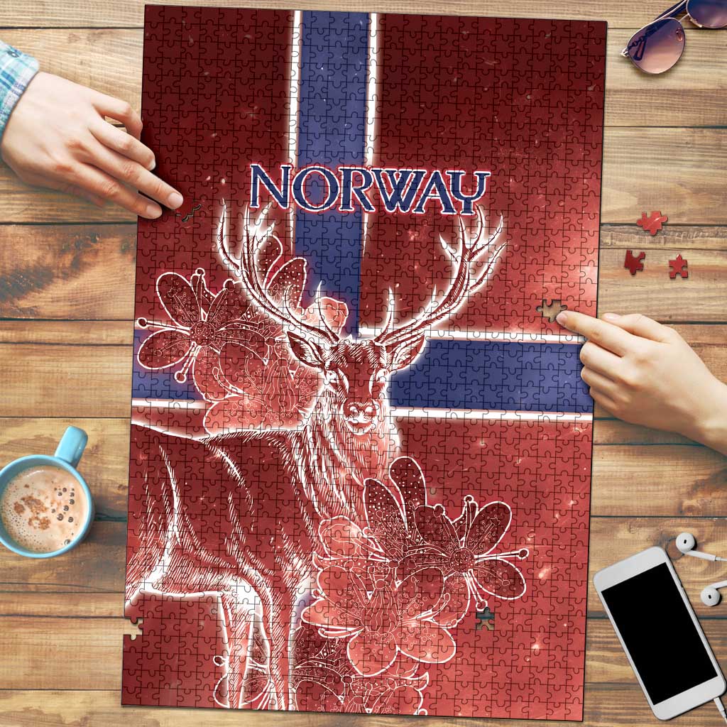 Norway Puzzle The Moose With Saxifrage Flowers Galaxy Style - Wonder Print Shop
