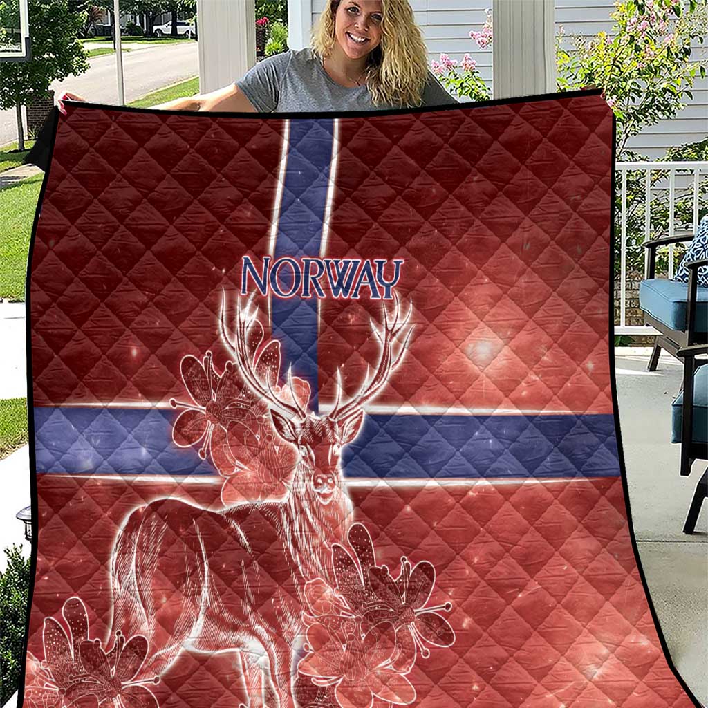 Norway Quilt The Moose With Saxifrage Flowers Galaxy Style - Wonder Print Shop