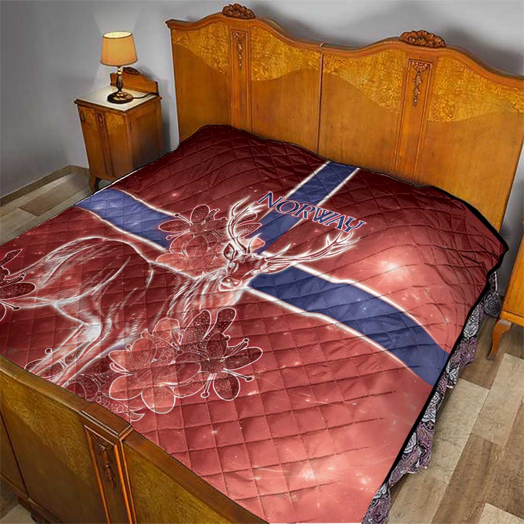 Norway Quilt The Moose With Saxifrage Flowers Galaxy Style - Wonder Print Shop