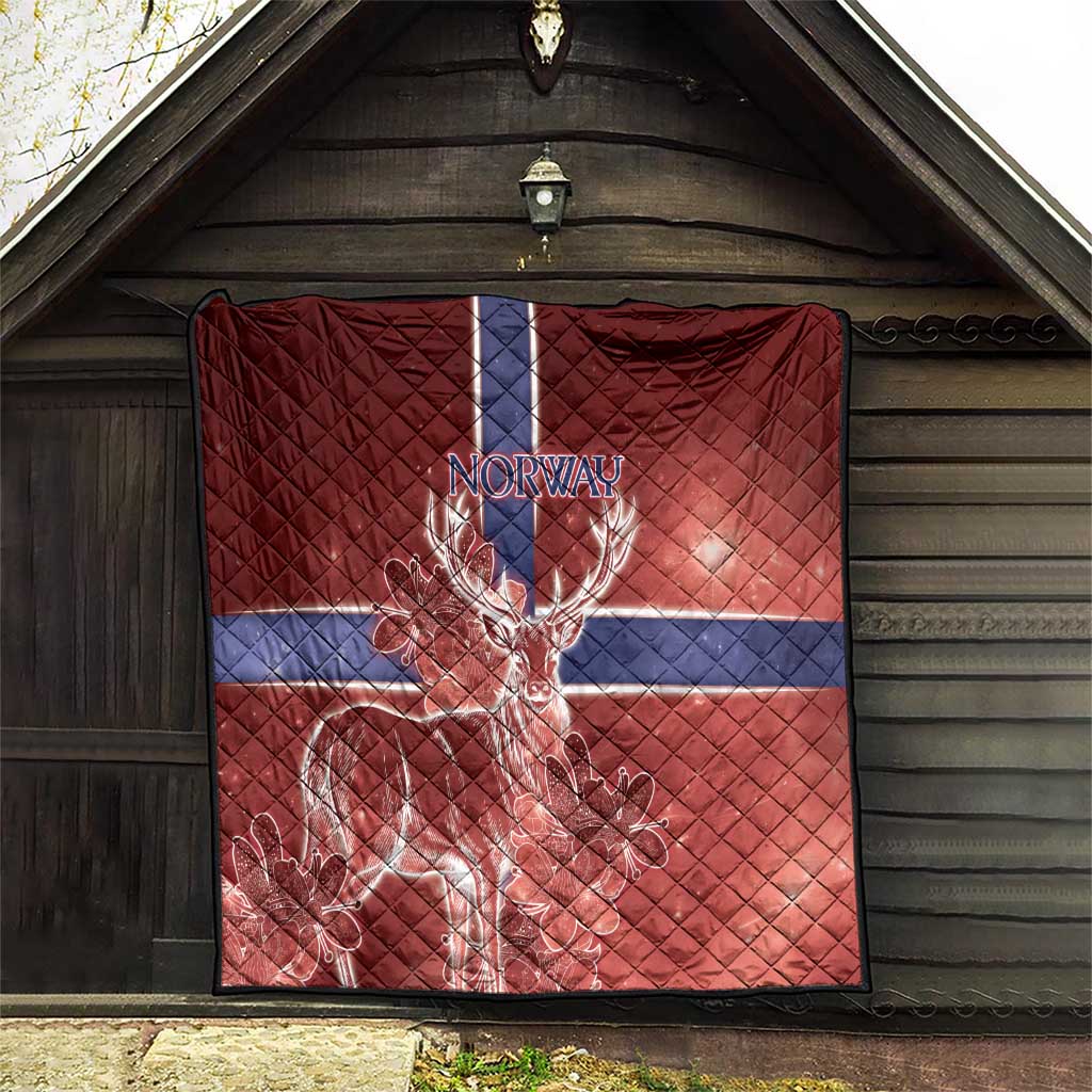 Norway Quilt The Moose With Saxifrage Flowers Galaxy Style - Wonder Print Shop