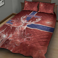 Norway Quilt Bed Set The Moose With Saxifrage Flowers Galaxy Style - Wonder Print Shop