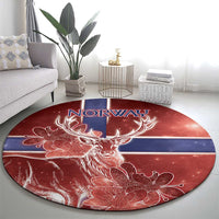Norway Round Carpet The Moose With Saxifrage Flowers Galaxy Style - Wonder Print Shop