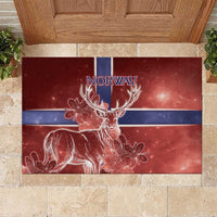 Norway Rubber Doormat The Moose With Saxifrage Flowers Galaxy Style - Wonder Print Shop