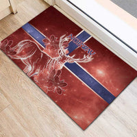 Norway Rubber Doormat The Moose With Saxifrage Flowers Galaxy Style - Wonder Print Shop