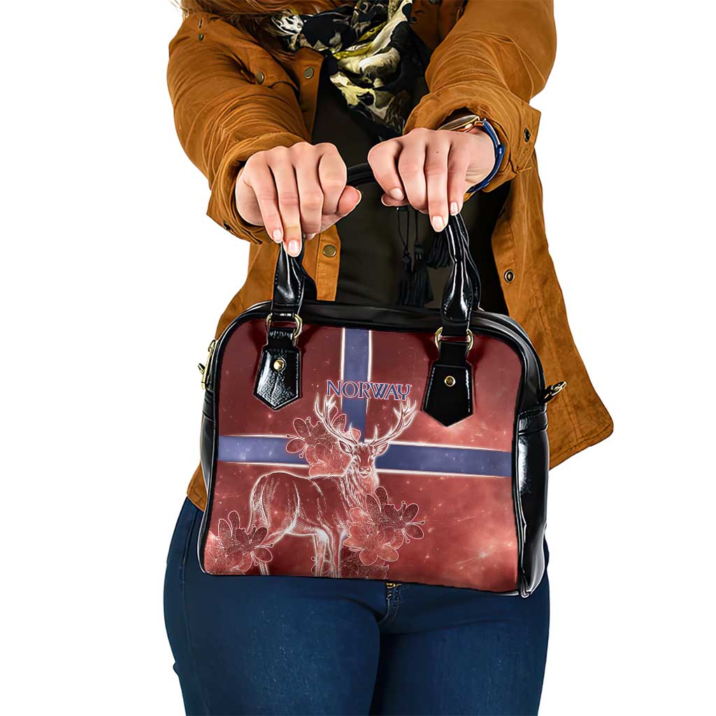 Norway Shoulder Handbag The Moose With Saxifrage Flowers Galaxy Style - Wonder Print Shop