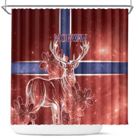 Norway Shower Curtain The Moose With Saxifrage Flowers Galaxy Style - Wonder Print Shop