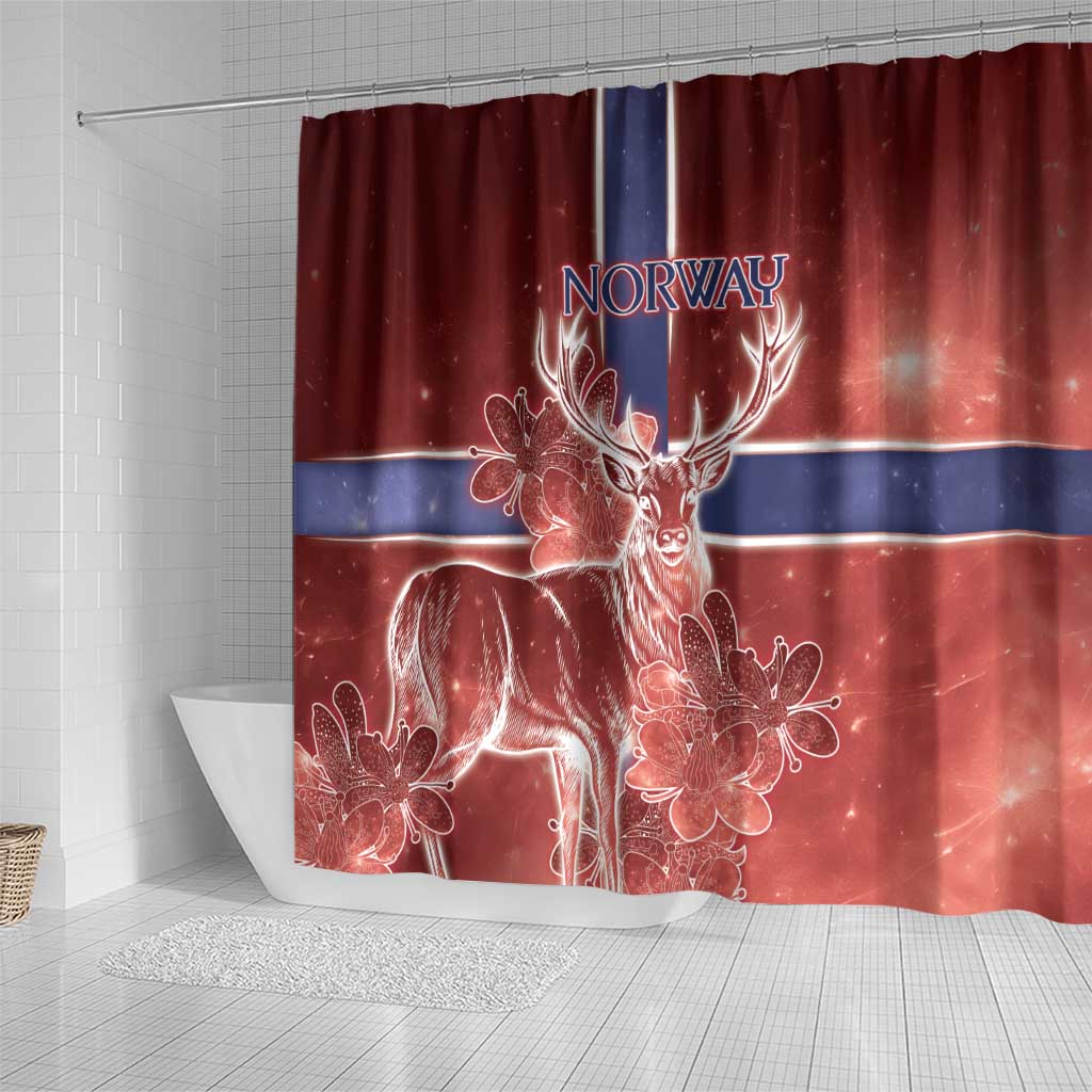 Norway Shower Curtain The Moose With Saxifrage Flowers Galaxy Style - Wonder Print Shop