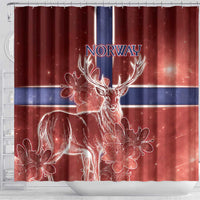 Norway Shower Curtain The Moose With Saxifrage Flowers Galaxy Style - Wonder Print Shop
