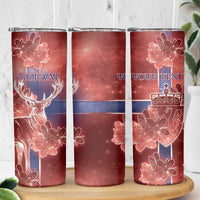 Personalized Norway Skinny Tumbler The Moose With Saxifrage Flowers Galaxy Style - Wonder Print Shop