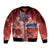 Personalized Norway Sleeve Zip Bomber Jacket The Moose With Saxifrage Flowers Galaxy Style - Wonder Print Shop