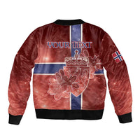 Personalized Norway Sleeve Zip Bomber Jacket The Moose With Saxifrage Flowers Galaxy Style - Wonder Print Shop