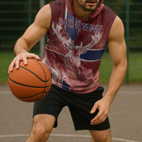 Personalized Norway Sleeveless Hoodie The Moose With Saxifrage Flowers Galaxy Style - Wonder Print Shop