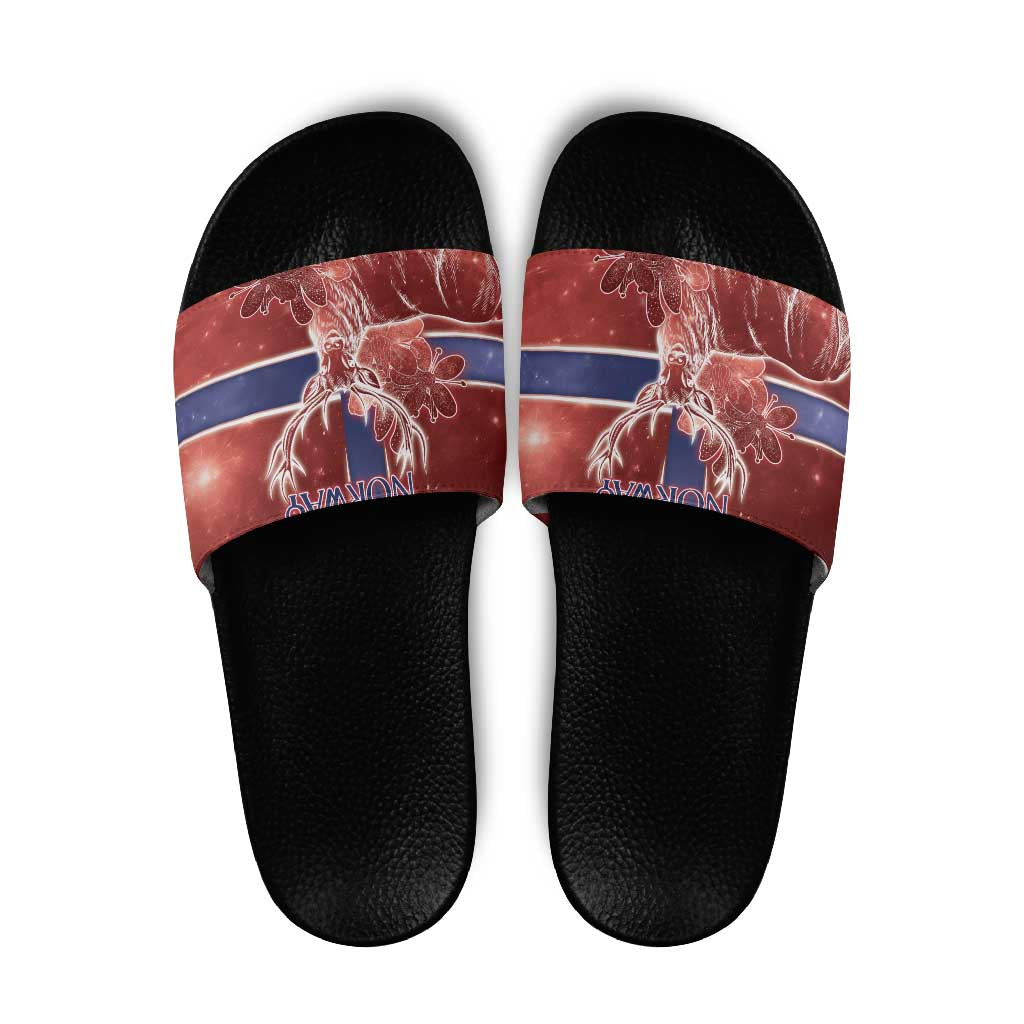 Norway Slide Sandals The Moose With Saxifrage Flowers Galaxy Style - Wonder Print Shop