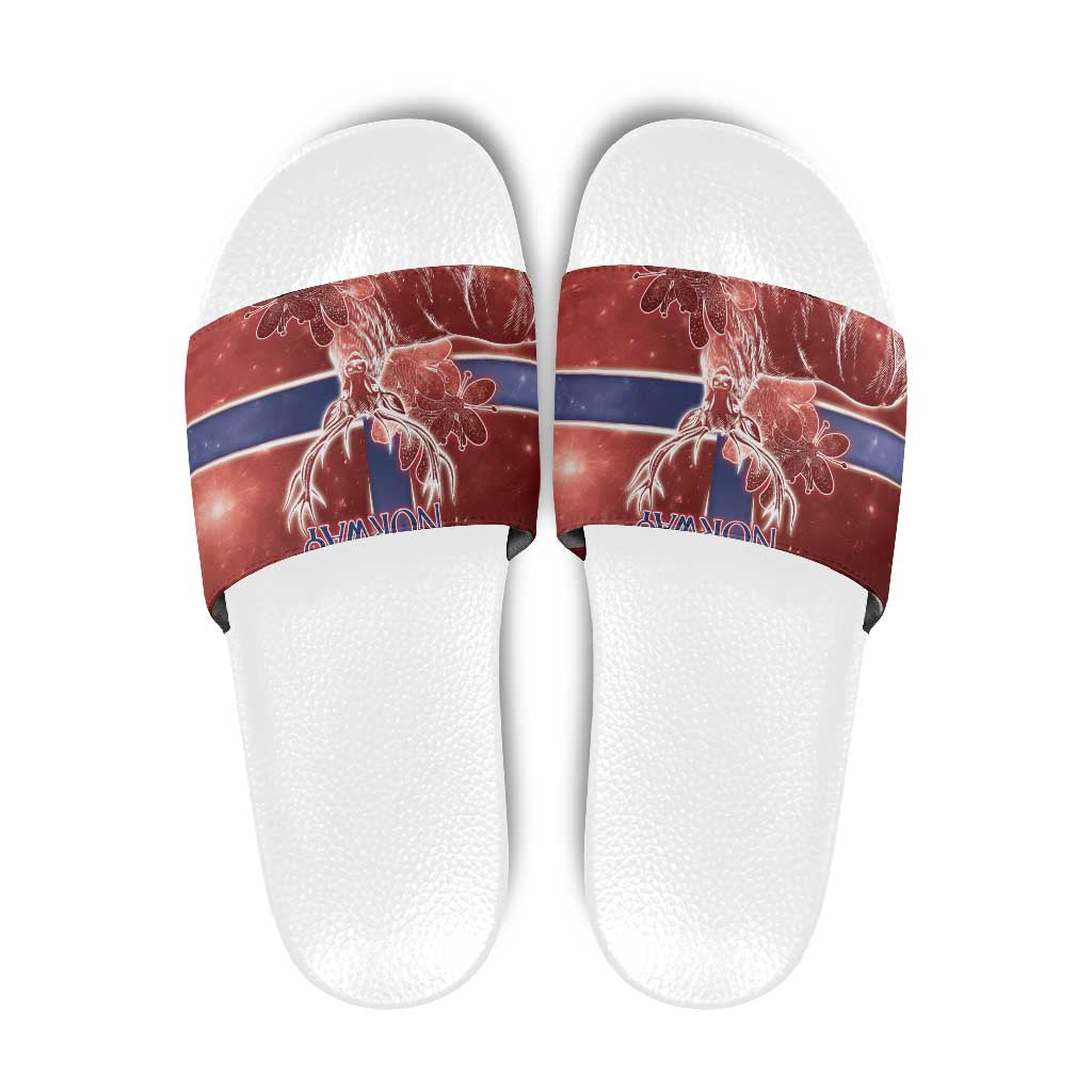 Norway Slide Sandals The Moose With Saxifrage Flowers Galaxy Style - Wonder Print Shop