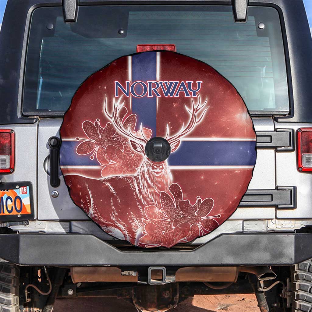 Norway Spare Tire Cover The Moose With Saxifrage Flowers Galaxy Style - Wonder Print Shop