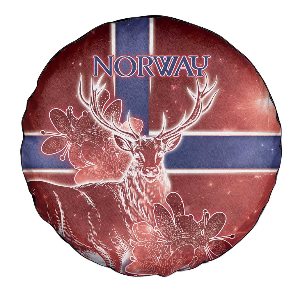 Norway Spare Tire Cover The Moose With Saxifrage Flowers Galaxy Style - Wonder Print Shop