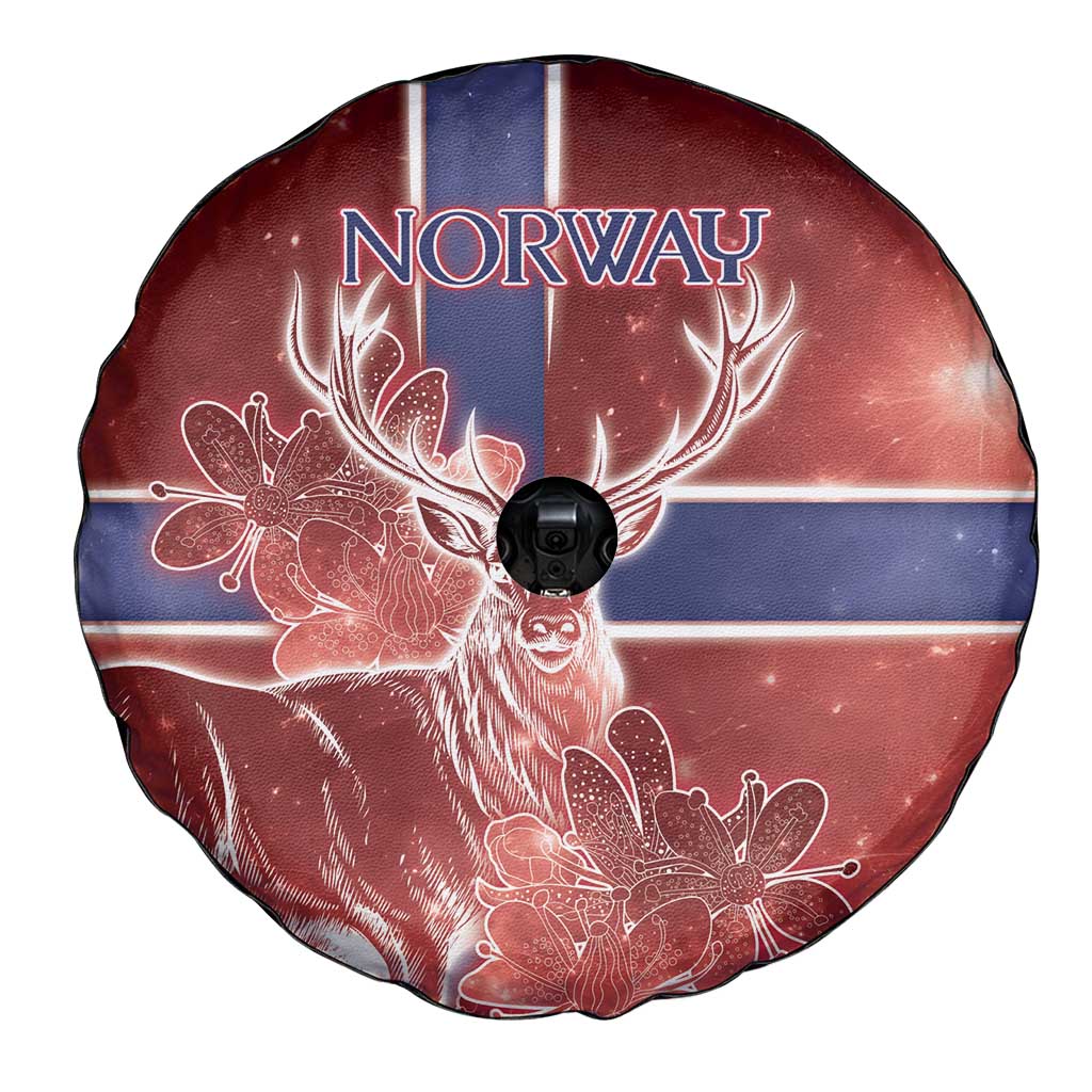 Norway Spare Tire Cover The Moose With Saxifrage Flowers Galaxy Style - Wonder Print Shop