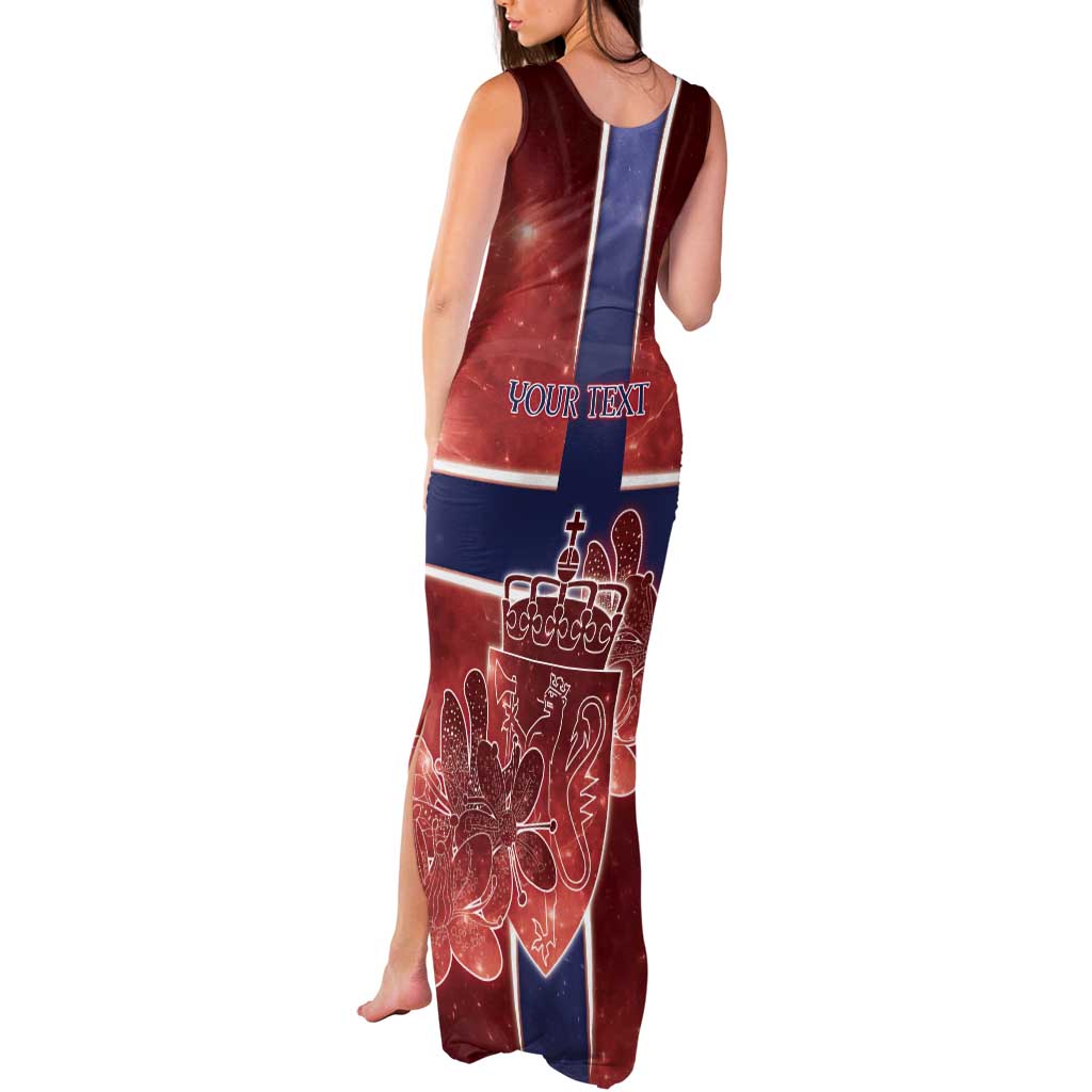 Personalized Norway Tank Maxi Dress The Moose With Saxifrage Flowers Galaxy Style - Wonder Print Shop