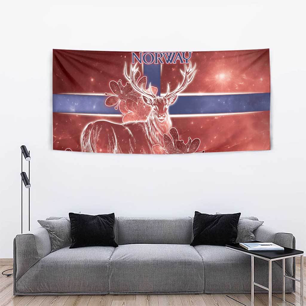 Norway Tapestry The Moose With Saxifrage Flowers Galaxy Style - Wonder Print Shop