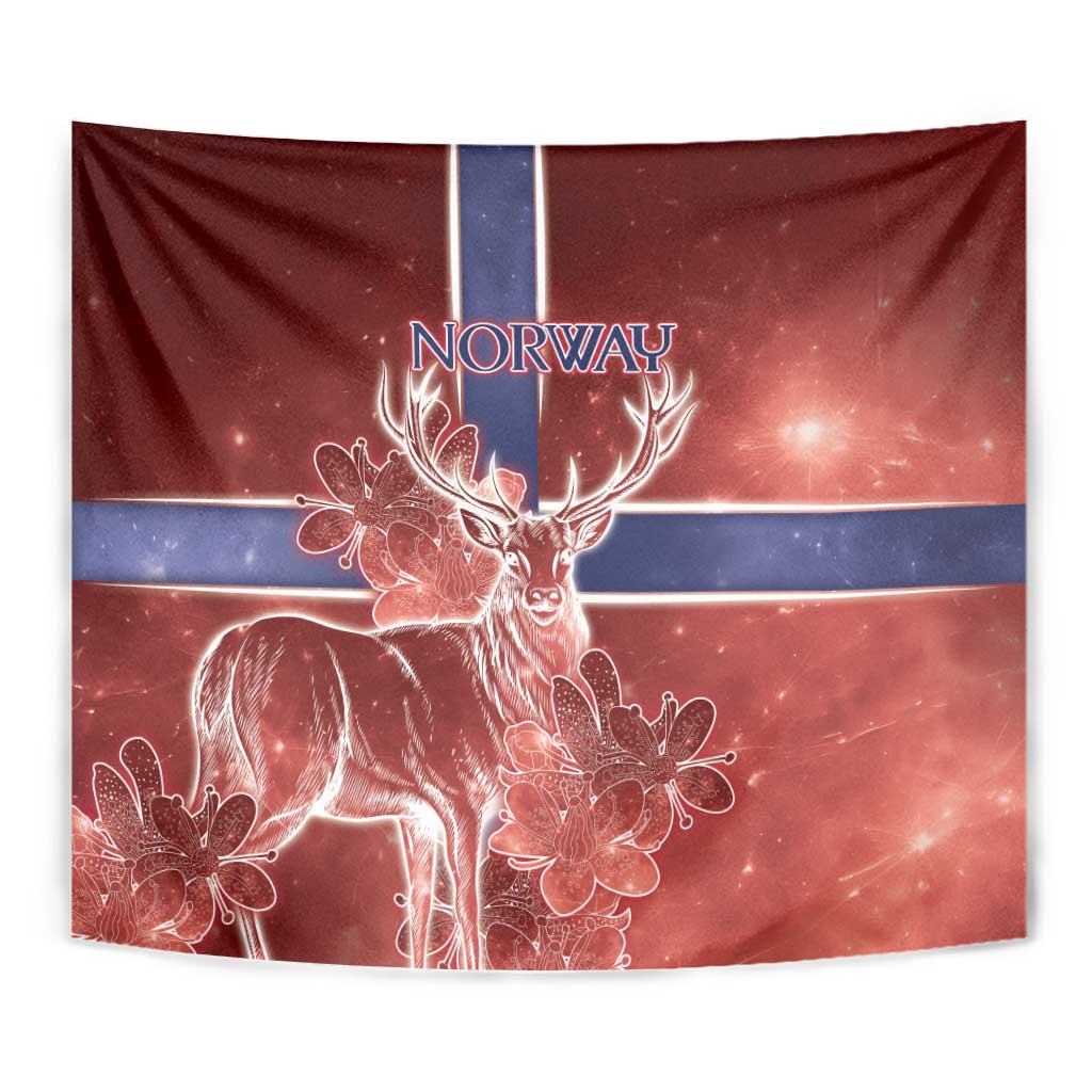 Norway Tapestry The Moose With Saxifrage Flowers Galaxy Style - Wonder Print Shop