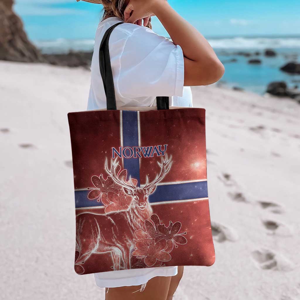 Norway Tote Bag The Moose With Saxifrage Flowers Galaxy Style - Wonder Print Shop