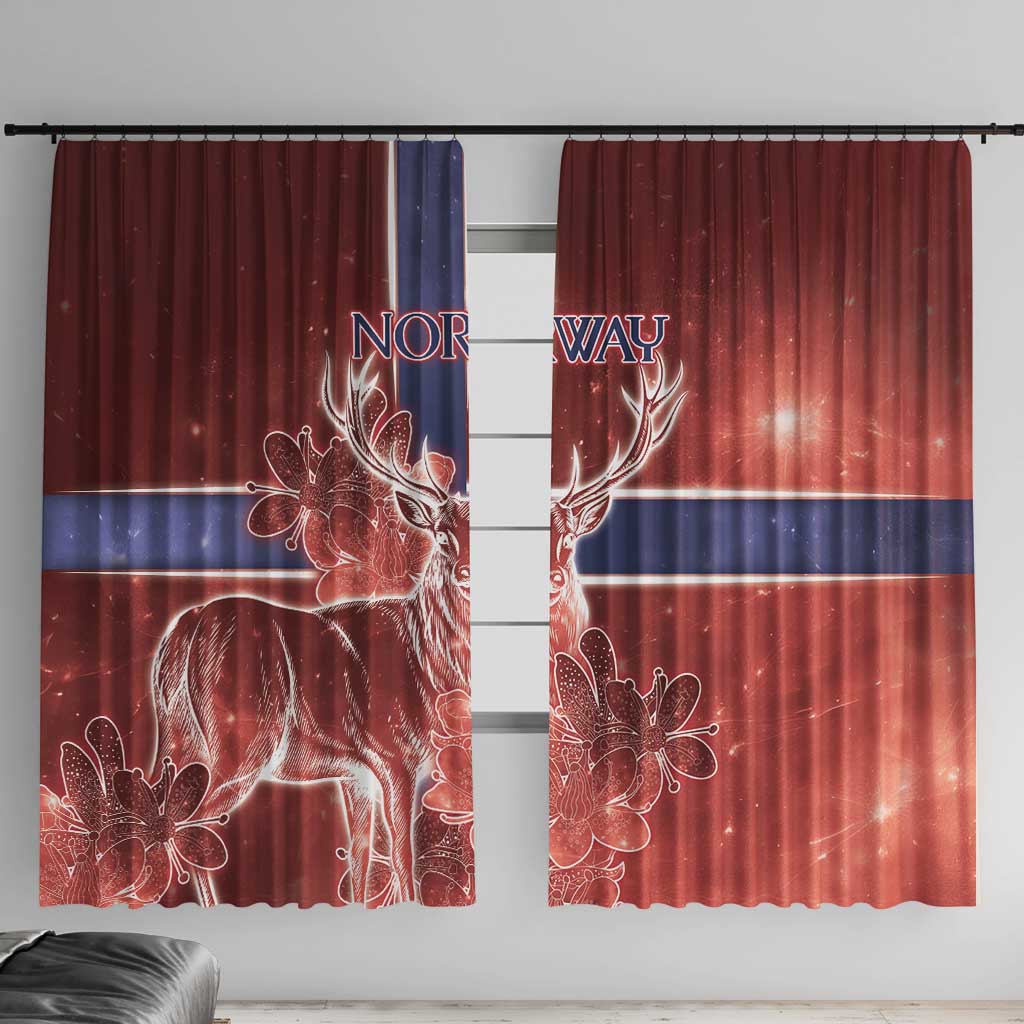 Norway Window Curtain The Moose With Saxifrage Flowers Galaxy Style - Wonder Print Shop