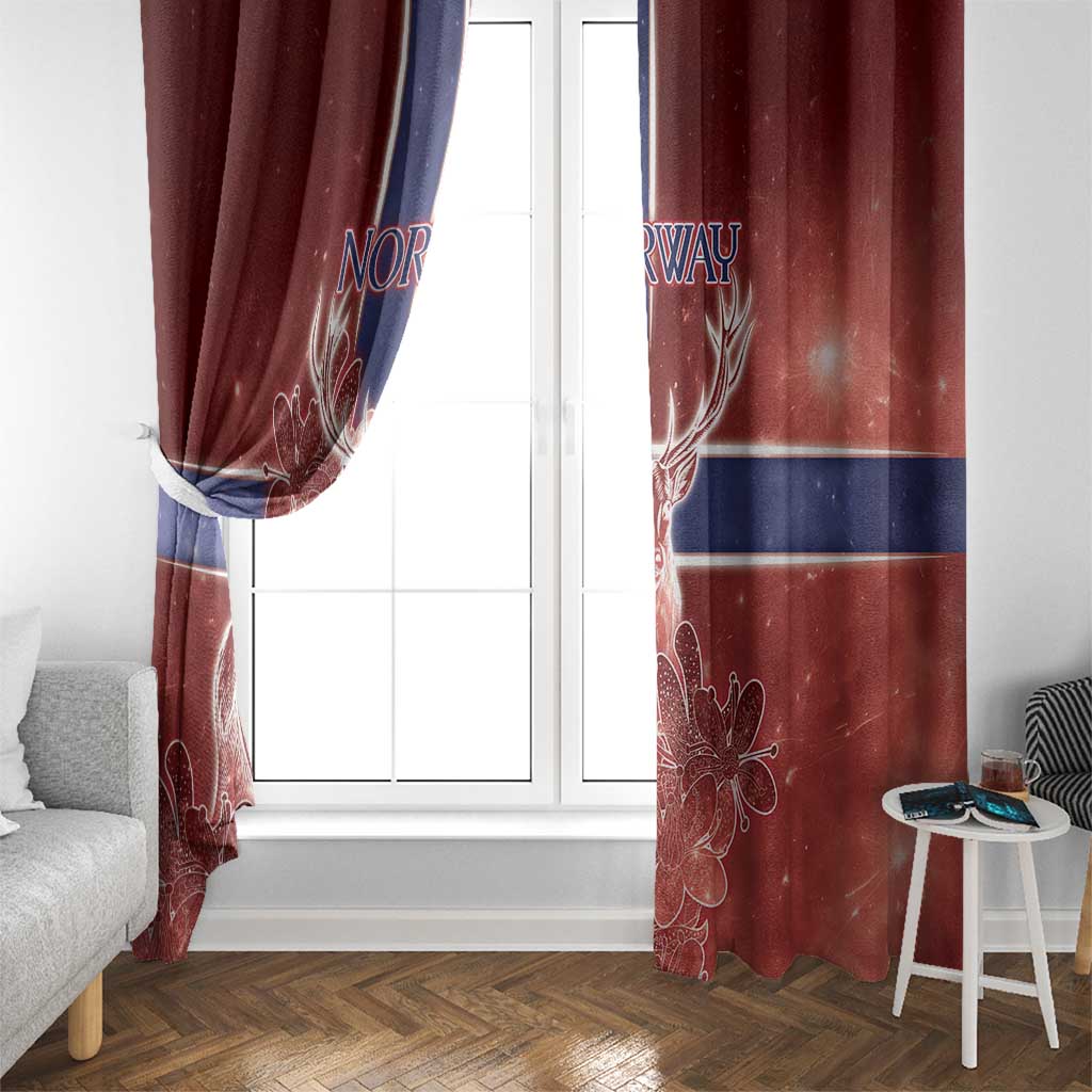 Norway Window Curtain The Moose With Saxifrage Flowers Galaxy Style - Wonder Print Shop