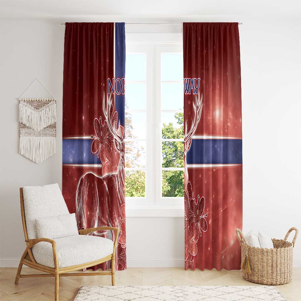 Norway Window Curtain The Moose With Saxifrage Flowers Galaxy Style - Wonder Print Shop