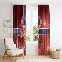 Norway Window Curtain The Moose With Saxifrage Flowers Galaxy Style - Wonder Print Shop