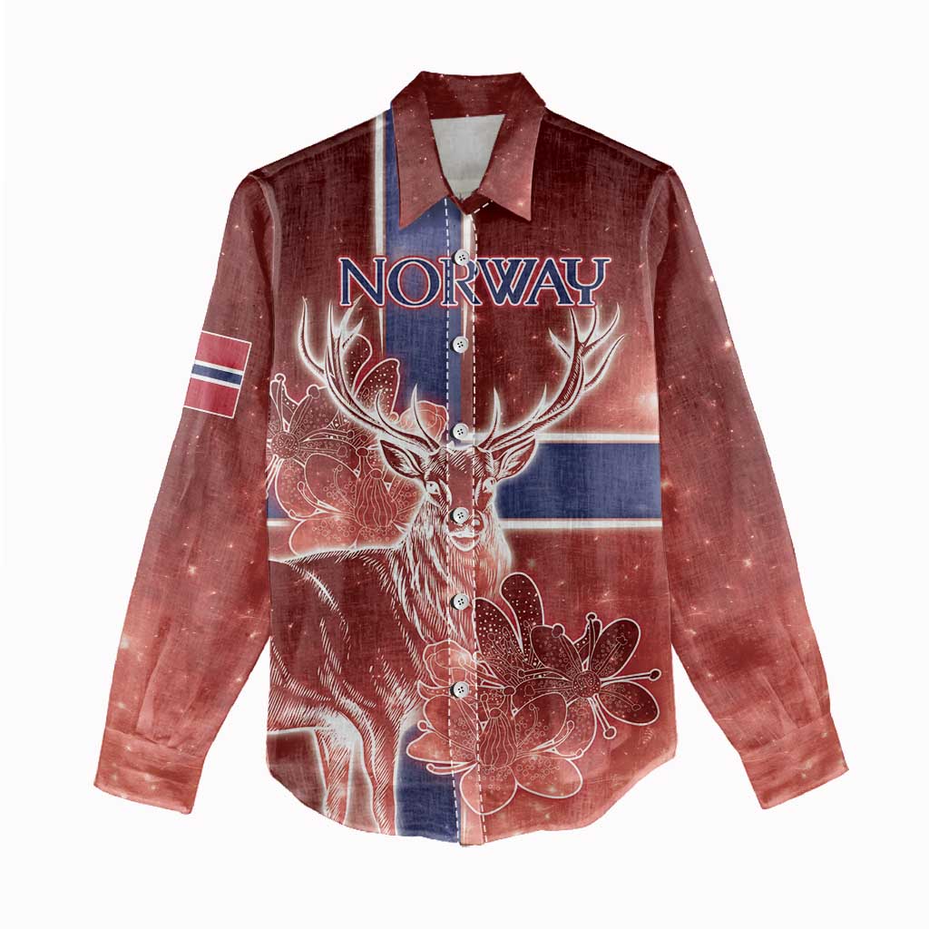Personalized Norway Women Casual Shirt The Moose With Saxifrage Flowers Galaxy Style - Wonder Print Shop