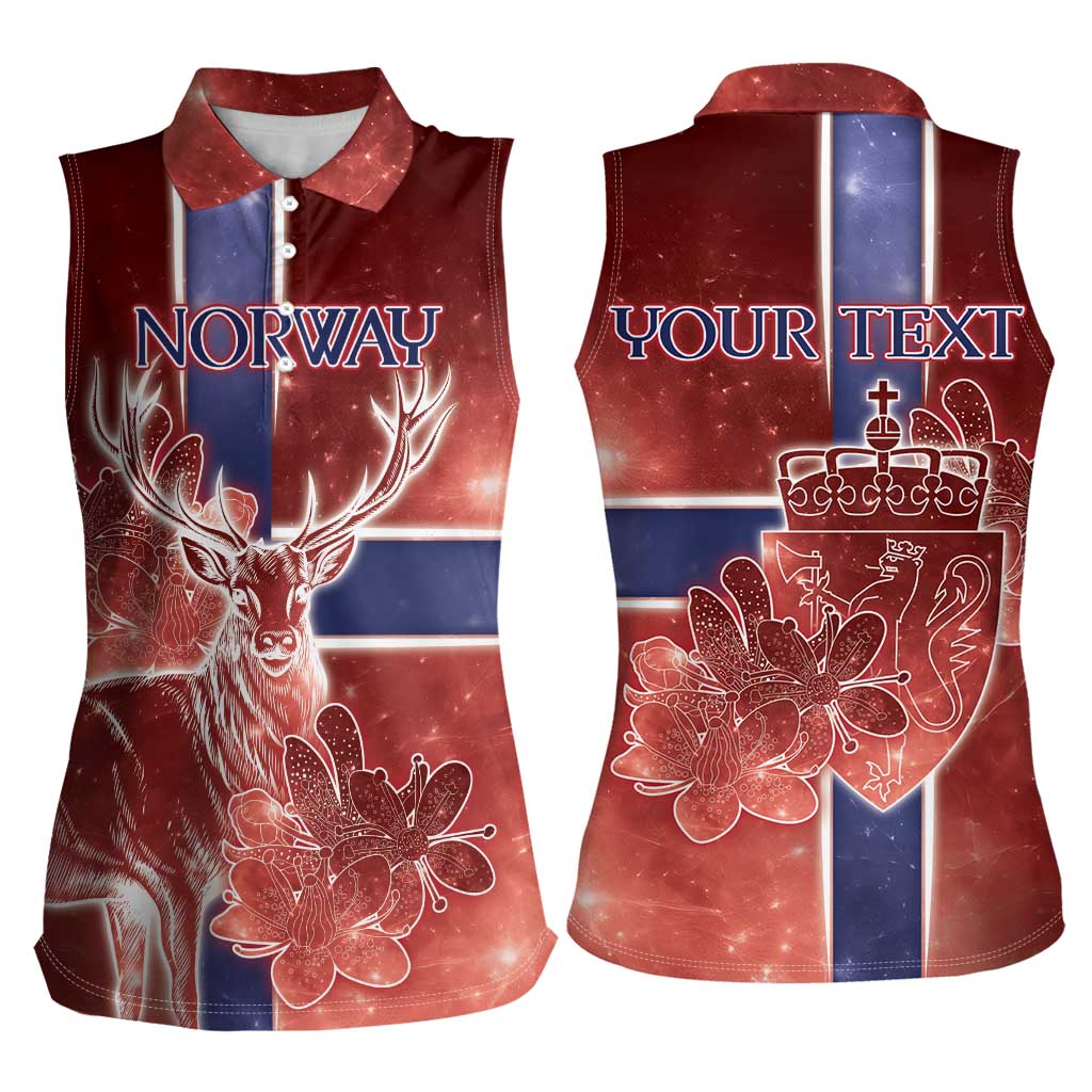 Personalized Norway Women Sleeveless Polo Shirt The Moose With Saxifrage Flowers Galaxy Style - Wonder Print Shop