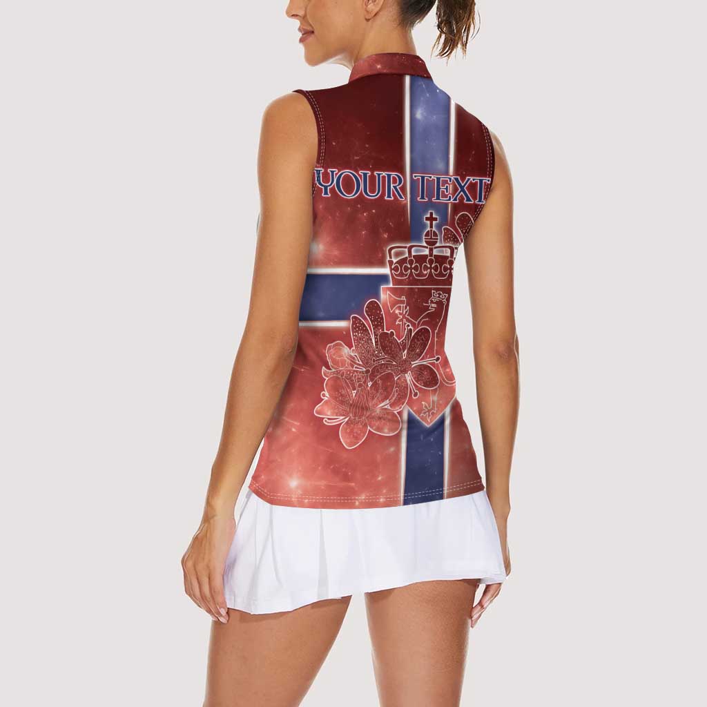 Personalized Norway Women Sleeveless Polo Shirt The Moose With Saxifrage Flowers Galaxy Style - Wonder Print Shop