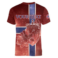 Personalized Norway Women V-Neck T-Shirt The Moose With Saxifrage Flowers Galaxy Style - Wonder Print Shop