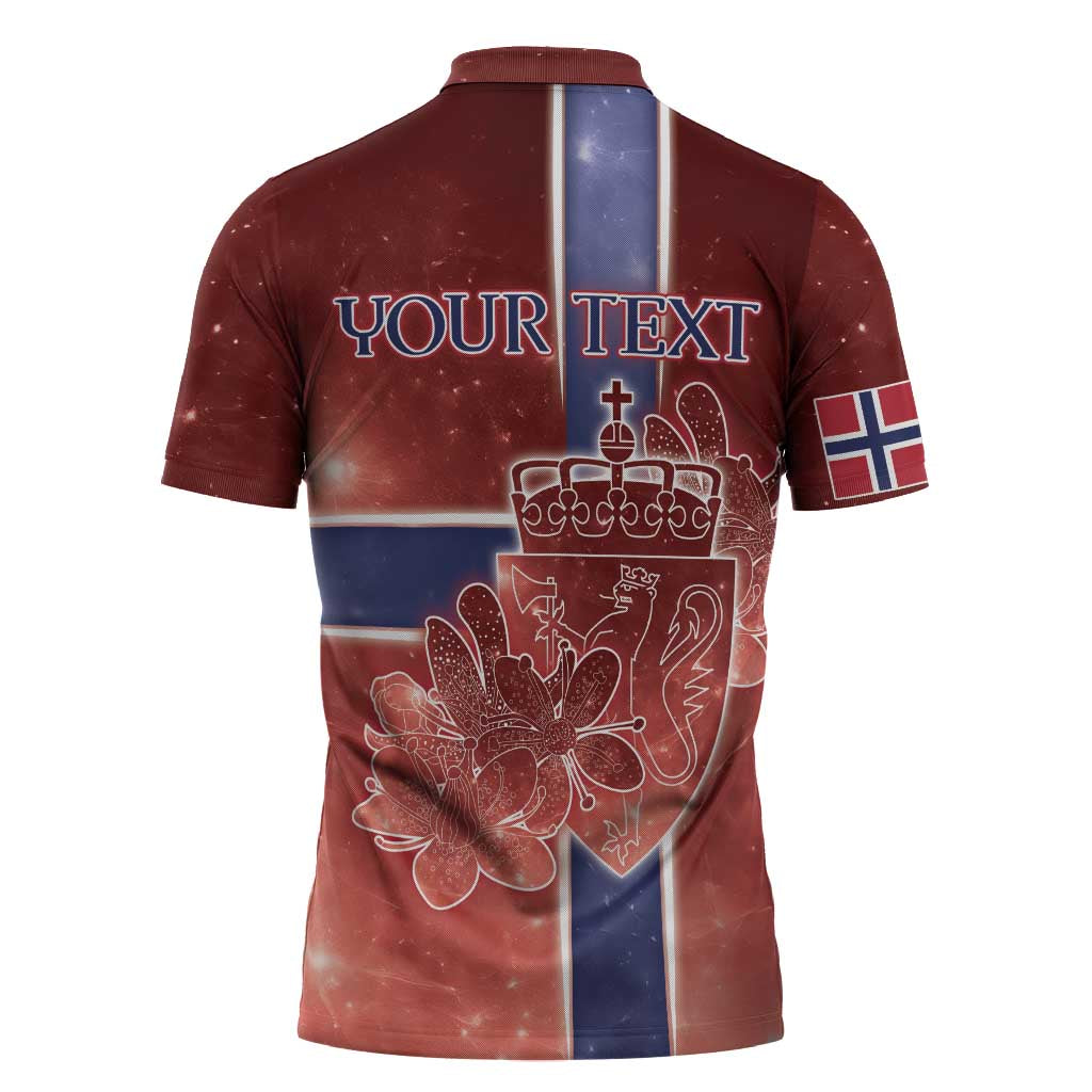 Personalized Norway Zipper Polo Shirt The Moose With Saxifrage Flowers Galaxy Style - Wonder Print Shop