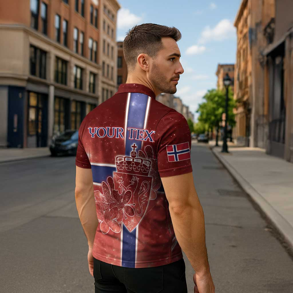 Personalized Norway Zipper Polo Shirt The Moose With Saxifrage Flowers Galaxy Style - Wonder Print Shop