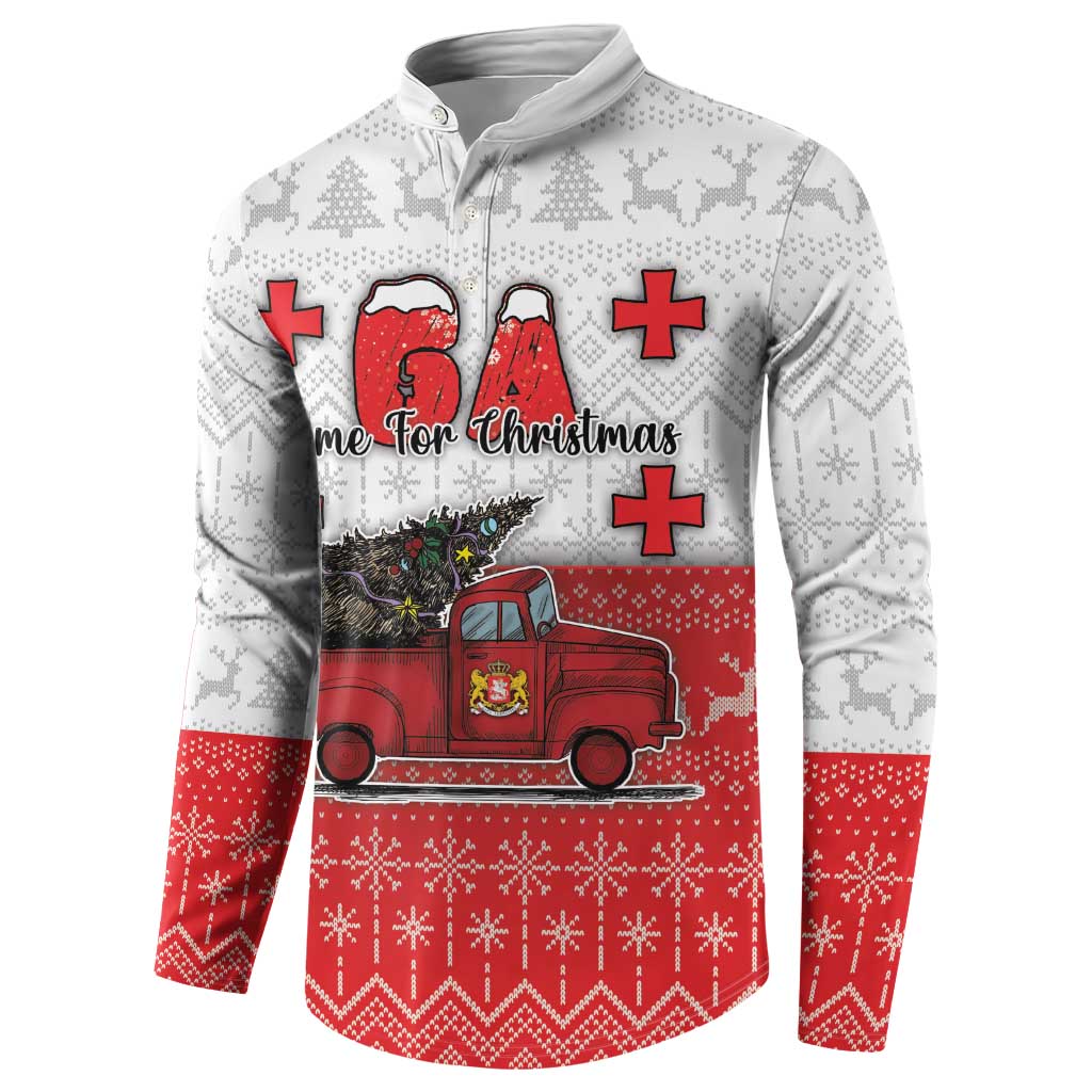 Georgia Christmas Button Sweatshirt GA Home For Christmas - Wonder Print Shop