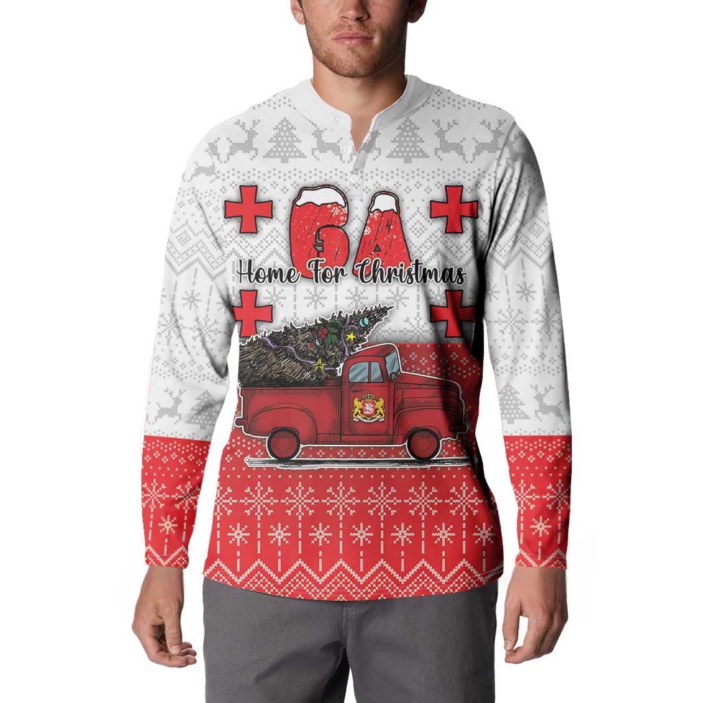 Georgia Christmas Button Sweatshirt GA Home For Christmas - Wonder Print Shop