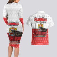 Georgia Christmas Couples Matching Long Sleeve Bodycon Dress and Hawaiian Shirt GA Home For Christmas - Wonder Print Shop