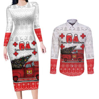 Georgia Christmas Couples Matching Long Sleeve Bodycon Dress and Long Sleeve Button Shirt GA Home For Christmas - Wonder Print Shop