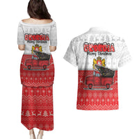 Georgia Christmas Couples Matching Puletasi and Hawaiian Shirt GA Home For Christmas - Wonder Print Shop