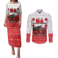 Georgia Christmas Couples Matching Puletasi and Long Sleeve Button Shirt GA Home For Christmas - Wonder Print Shop